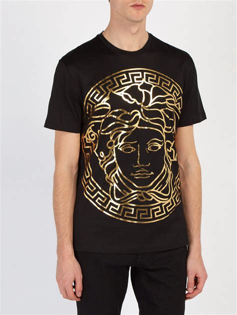 versace t shirt mens black and gold|gold versace shirts for men.